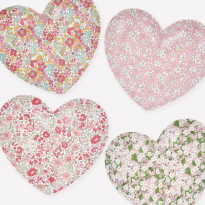 Liberty Print Heart Shape Reusable Plate Set - By Meri-Meri