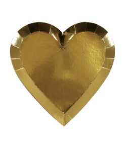 Gold Love Heart Paper Plate Set
