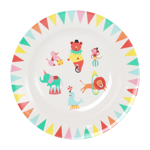 Circus Print Melamine Plate - By Ginger Lifestyle - Pinks & Green