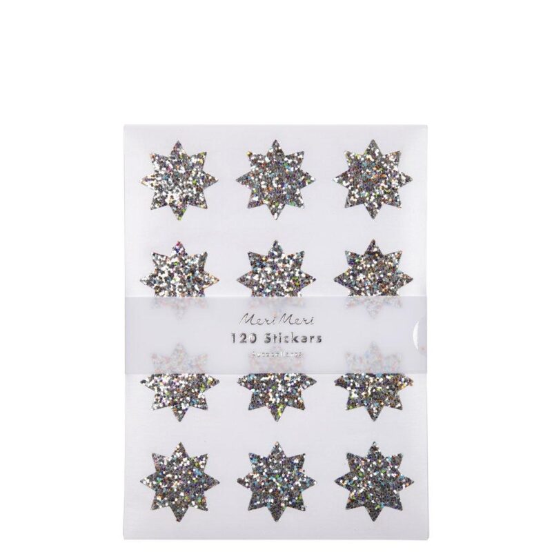 Glitter Silver Star Sticker Pack - By Meri-Meri - Pinks & Green