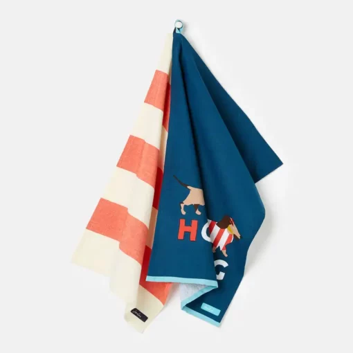 Hot Dog Tea Towel Set By Joules Pinks & Green
