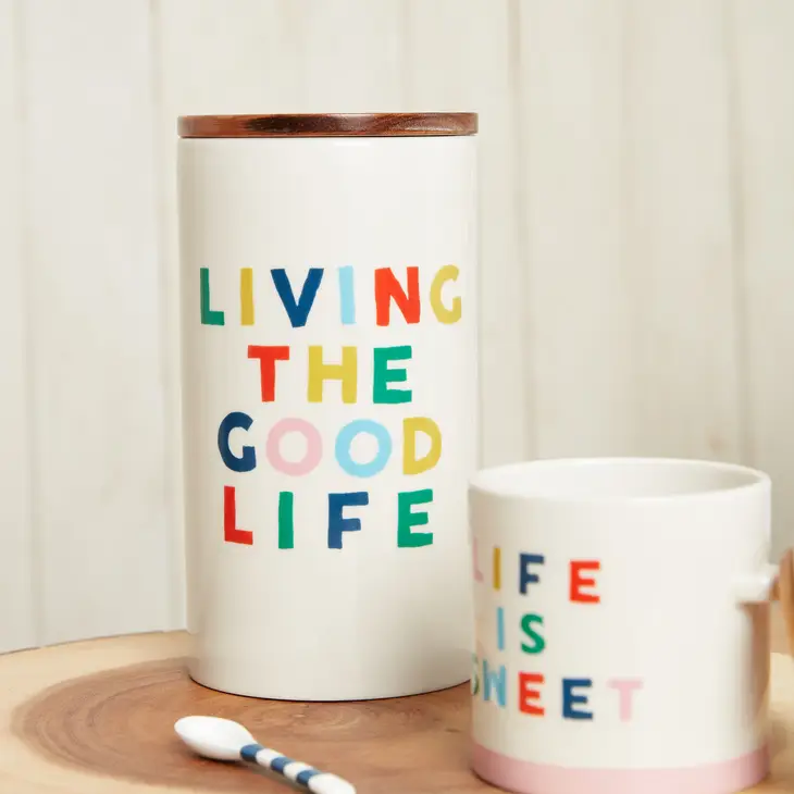 Living The Goodlife Storage Jar By Joules Pinks & Green