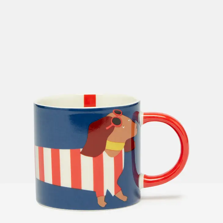 Joules Hot Dog Cuppa Mug By Joules Pinks & Green